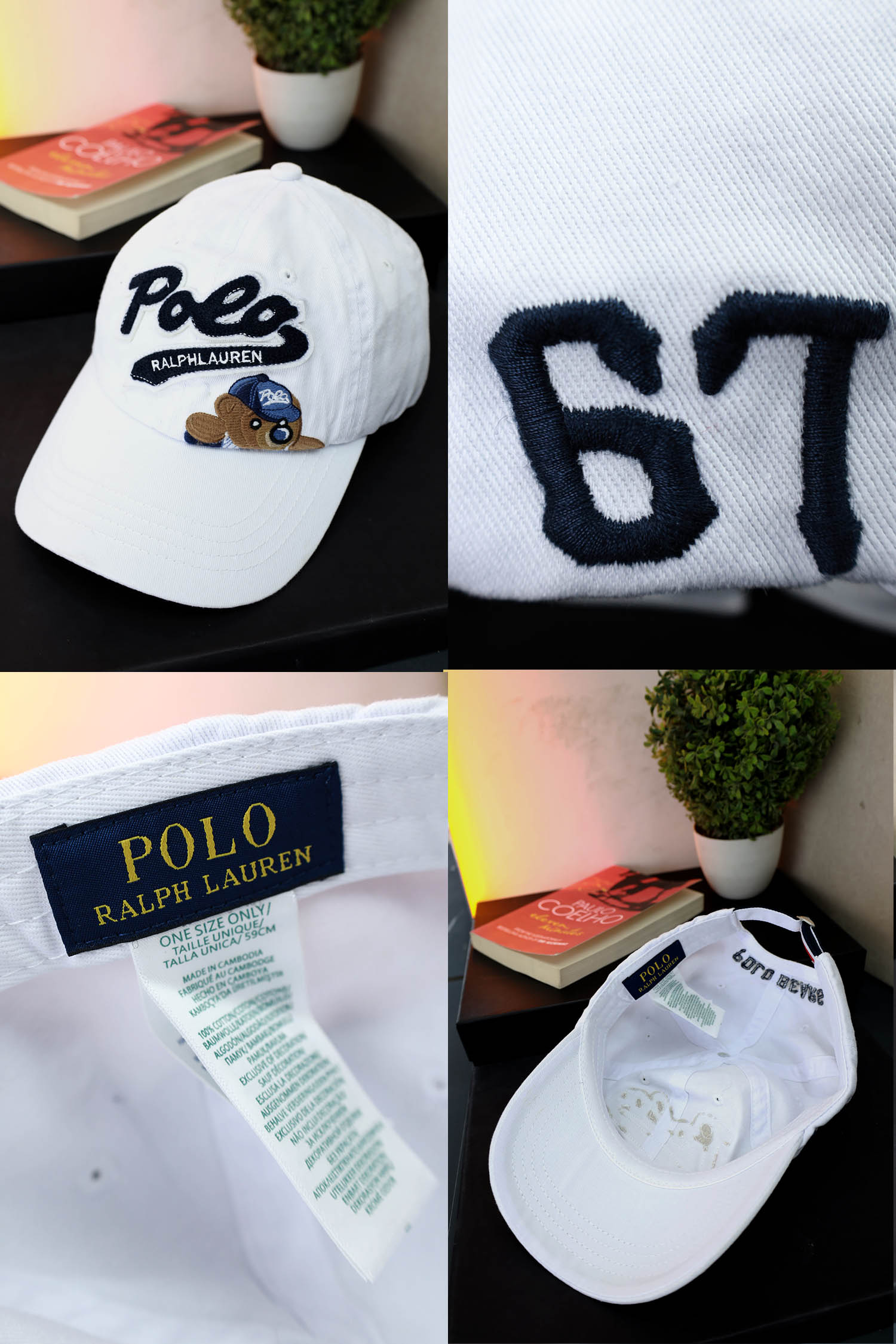 Polo Bear 67 Baseball Adjustable Cotton Cap In White