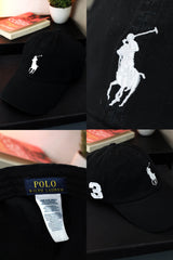 Polo Embroidered logo Cotton Cap In Black And White