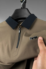 Turbo Fashion Transmission Zip Collar Men's Polo Shirt