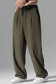 Relaxed Straight Baggy Loose Bottom Trouser in Olive Green