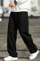Turbo Solid Shaped Denim Baggy Jeans In Black