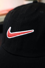 Nke Embroidered Logo Cotton Cap In Black And Red