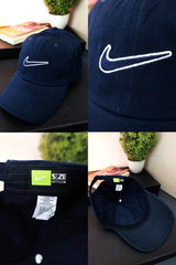 Nke Embroidered Logo Cotton Cap In Navy Blue