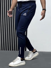 Men Trouser With Reflector Logo In Navy Blue