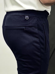 Men Imported Trouser With Reflector Logo In Navy Blue