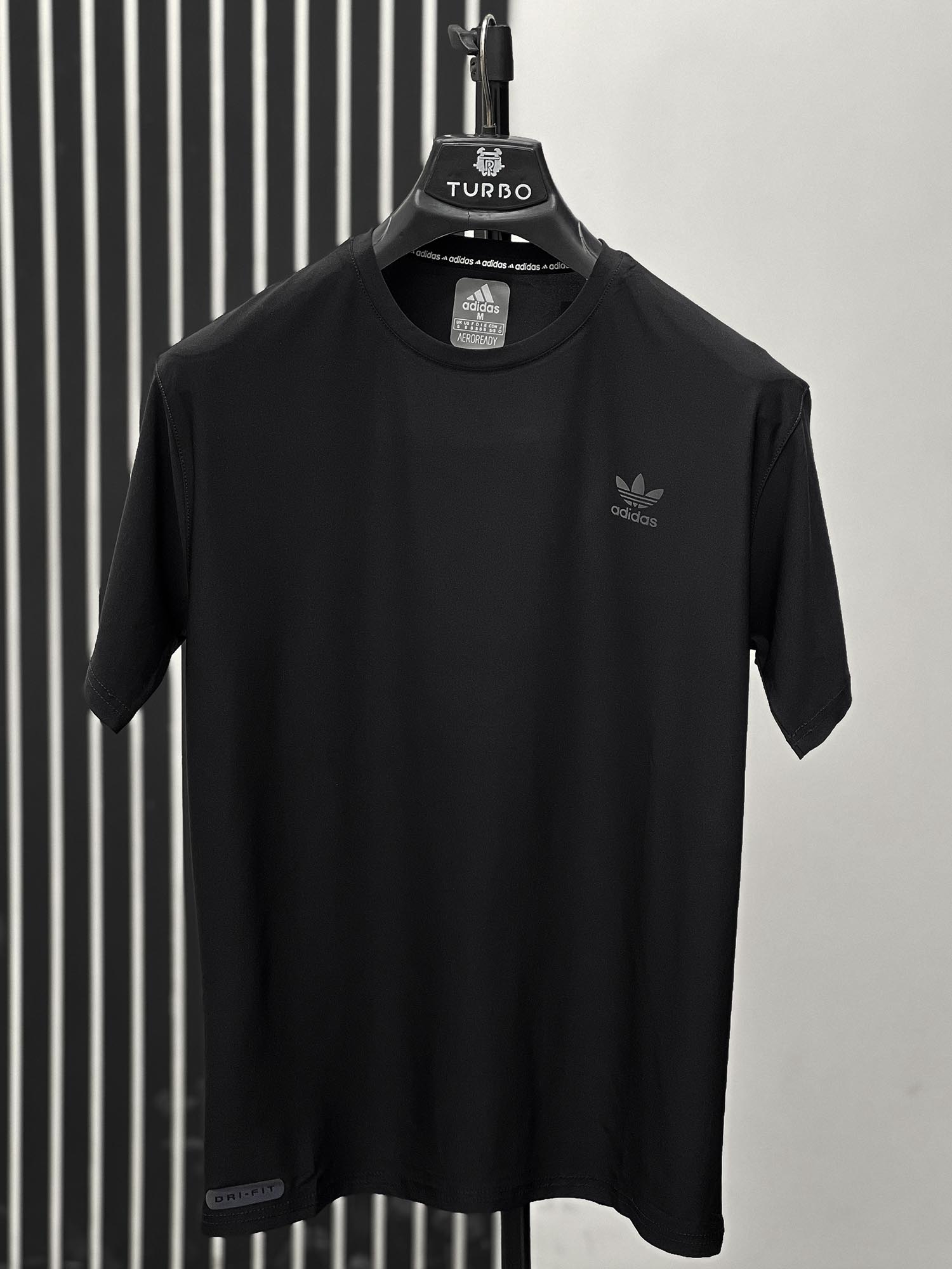 Imported Dry Fit Tee With Printed Logo In Black