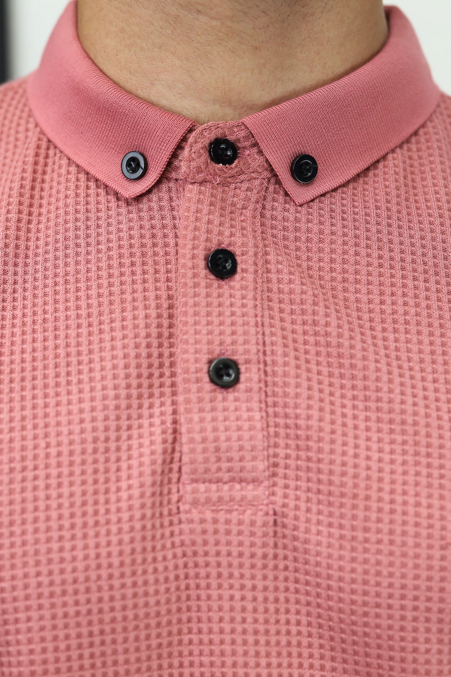Self Texture Turbo Men Polo Shirt In Pastel Pink