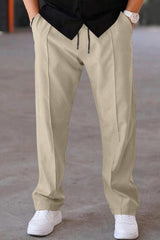 Plain Stripe Line Loose Bottom Trouser In Skin