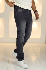 Loose Fit Light Faded Turbo Jeans in Dark Grey