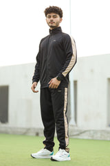 Turbo Panel Line Men Zipper Tracksuit In Black