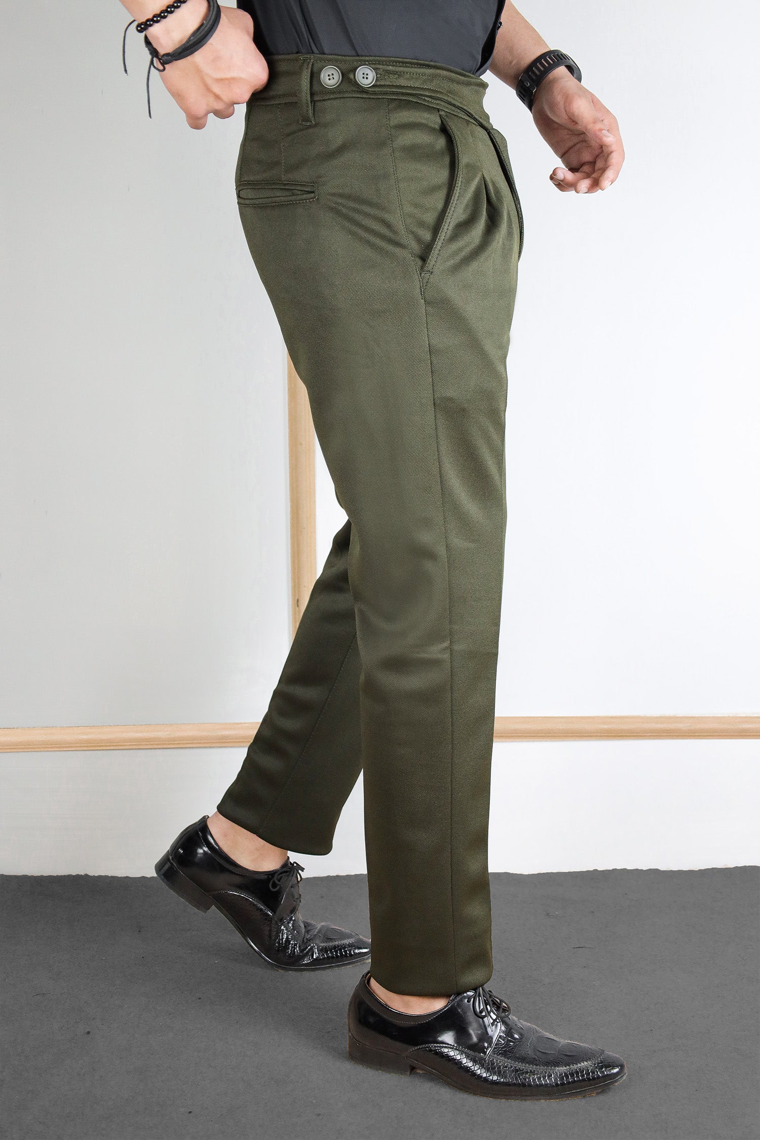 Self Texture Slim Fit Gurkha Cotton Pant