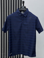 Imported Dry Fit Polo With Reflector Logo In Navy Blue