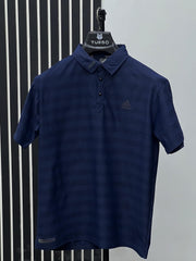 Cropped Collar Imported Dry Fit Polo In Navy Blue