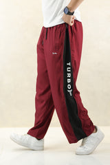 Turbo Side Panel Full Zipper Micro Baggy Trouser In Maroon