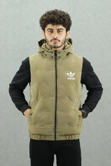 Adds Embossed Logo Detachable Hood Imported Men's Gilet