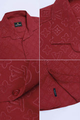 Embossed LV Logo Casual Shirt In Maroon