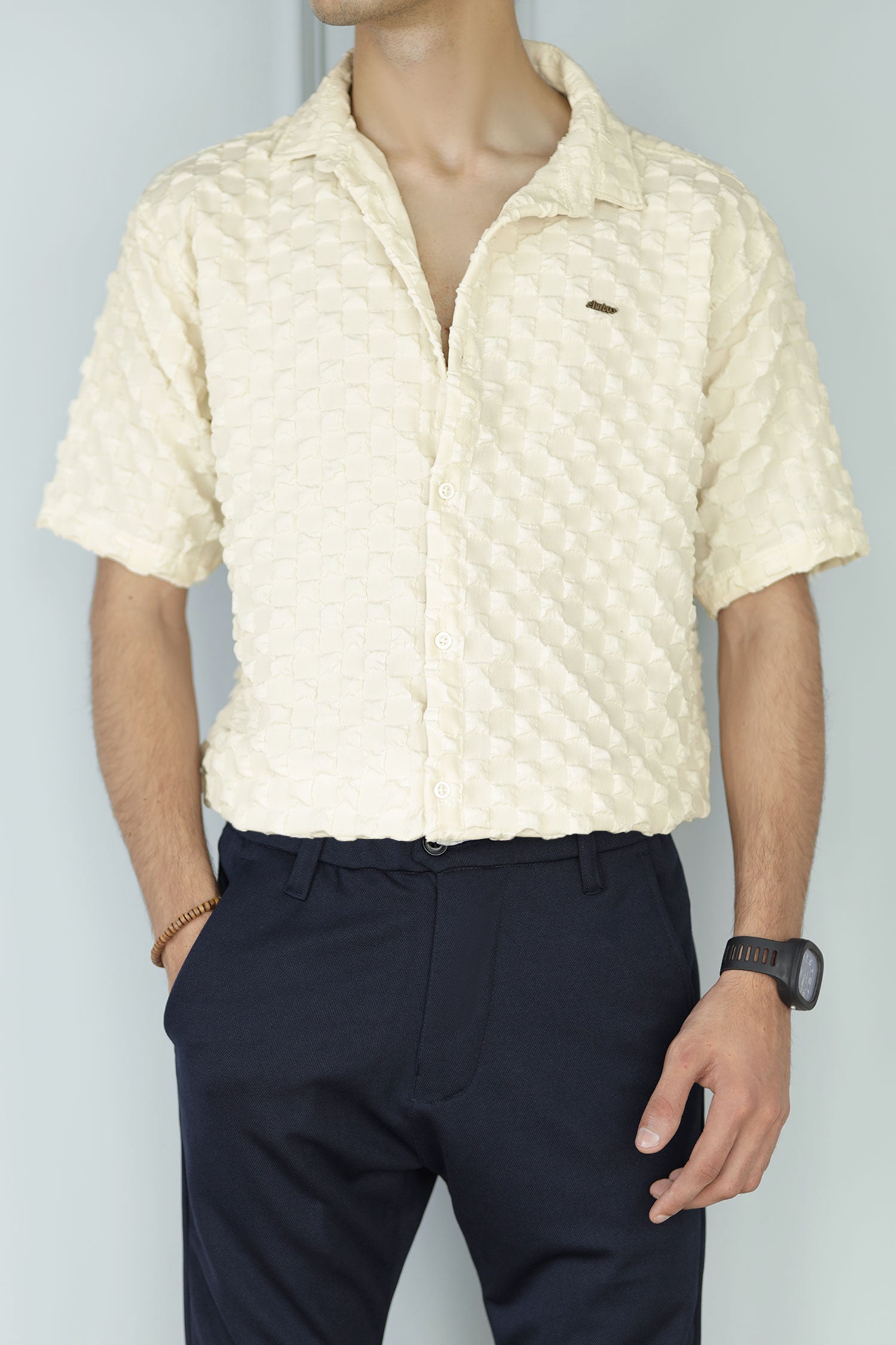 Turbo Puff Structured Pattern Casual Shirt