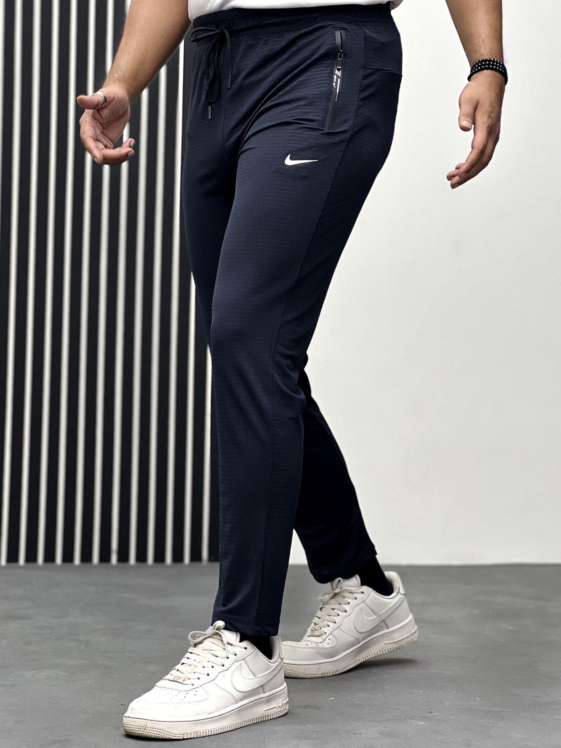 Men Imported Trouser With Reflector Logo Dark Navy