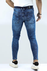Faded Ankle Fit Turbo Jeans In Dirty Blue