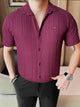 Turbo Minimalist Design Half Sleeve Casual Shirt In Plum
