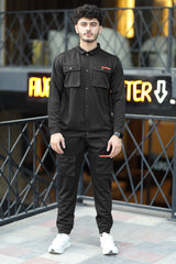 Turbo Pocket Style Men Tracksuit In Black