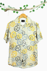 All Over Guci Design Half Sleeve Linen Casual Shirt