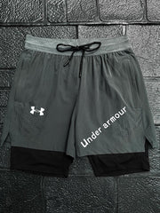 Und Arm Front Slogan Compression Men Short In Grey