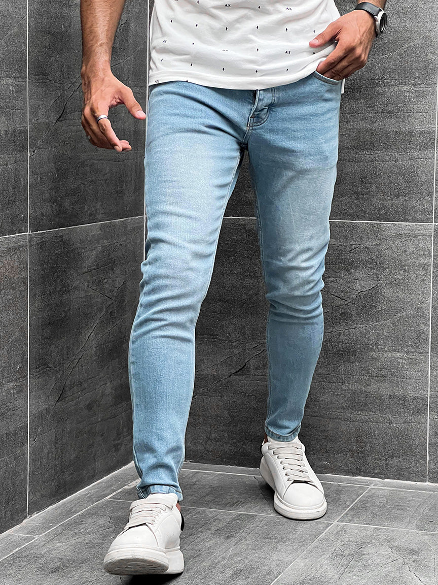 Turbo Ankle Fit Jeans In Ice Blue