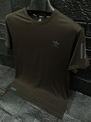 Imported Dry Fit Tee With Printed Logo In Olive