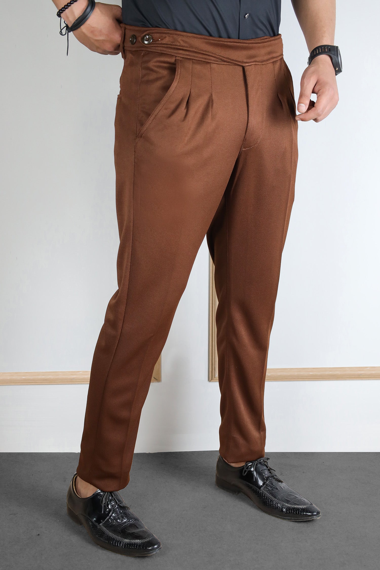 Self Texture Slim Fit Gurkha Cotton Pant