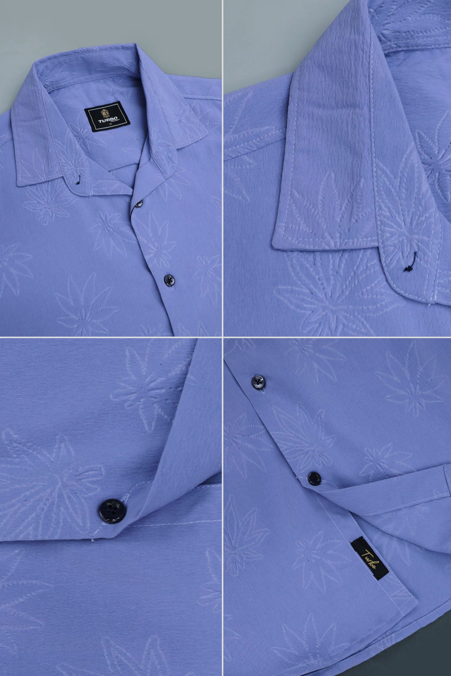 Embossed Leaf Floral All Over Casual Shirt