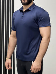Dry Fit Polo With Front Logo In Navy Blue