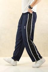 Turbo Panel Typography Micro Loose fit Trouser in Navy Blue