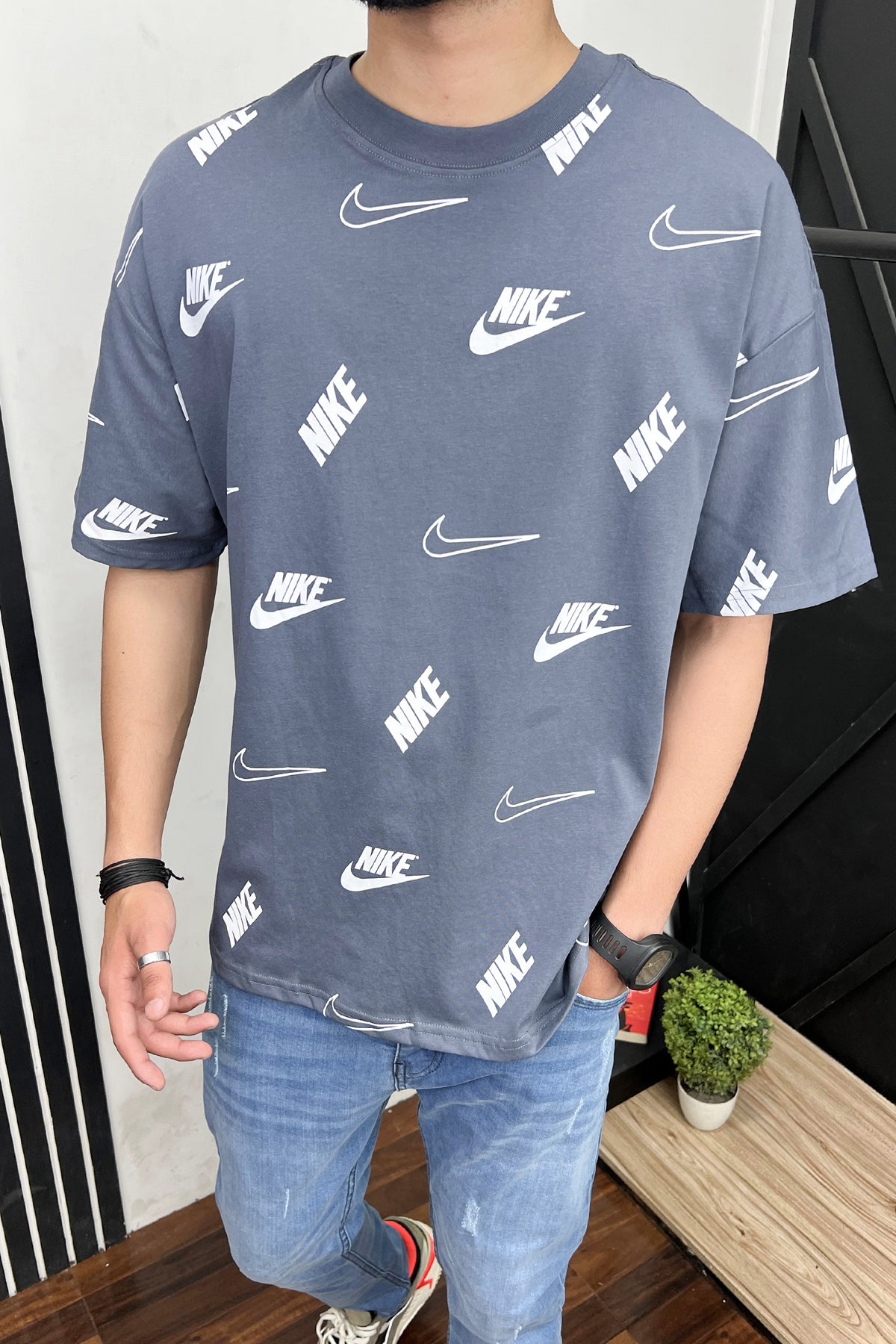 Nke All Over Design Oversized T-Shirt