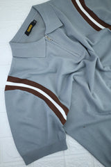 Half Zip Style Turbo Jumper Polo Shirts in Grey