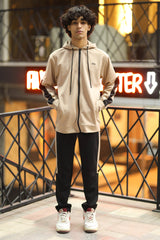 Turbo Hood Style Men Zipper Tracksuit In Light Skin