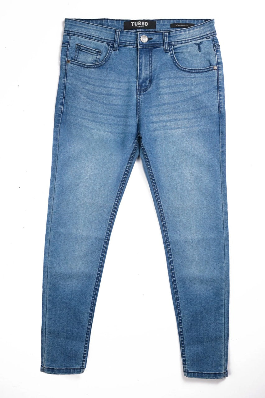 Turbo Classic Plain Ankle Fit Jeans In Sky Blue