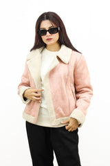 Glamorous Sherpa Inside Panel Women Imported Suede Jacket