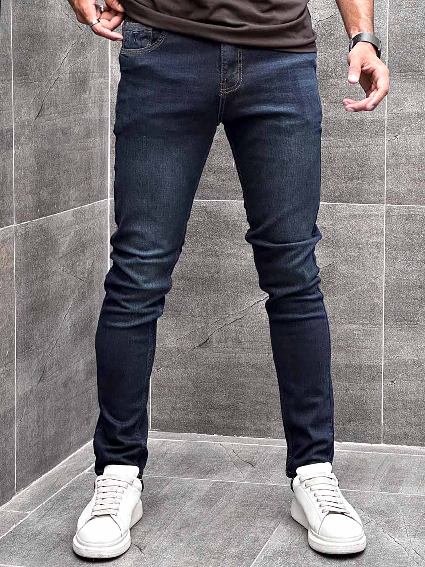 Turbo Light Faded Slim Fit Jeans in Navy Blue