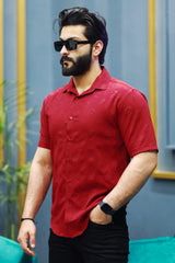 Embossed Floral All Over Casual Shirt In Maroon
