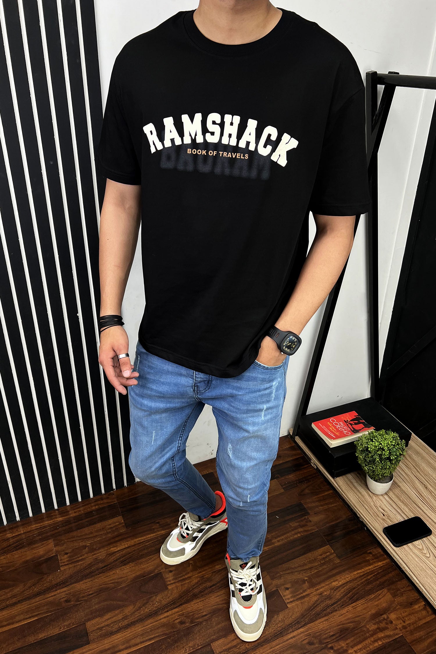 Ramshack Print Oversized Round Neck T-Shirt