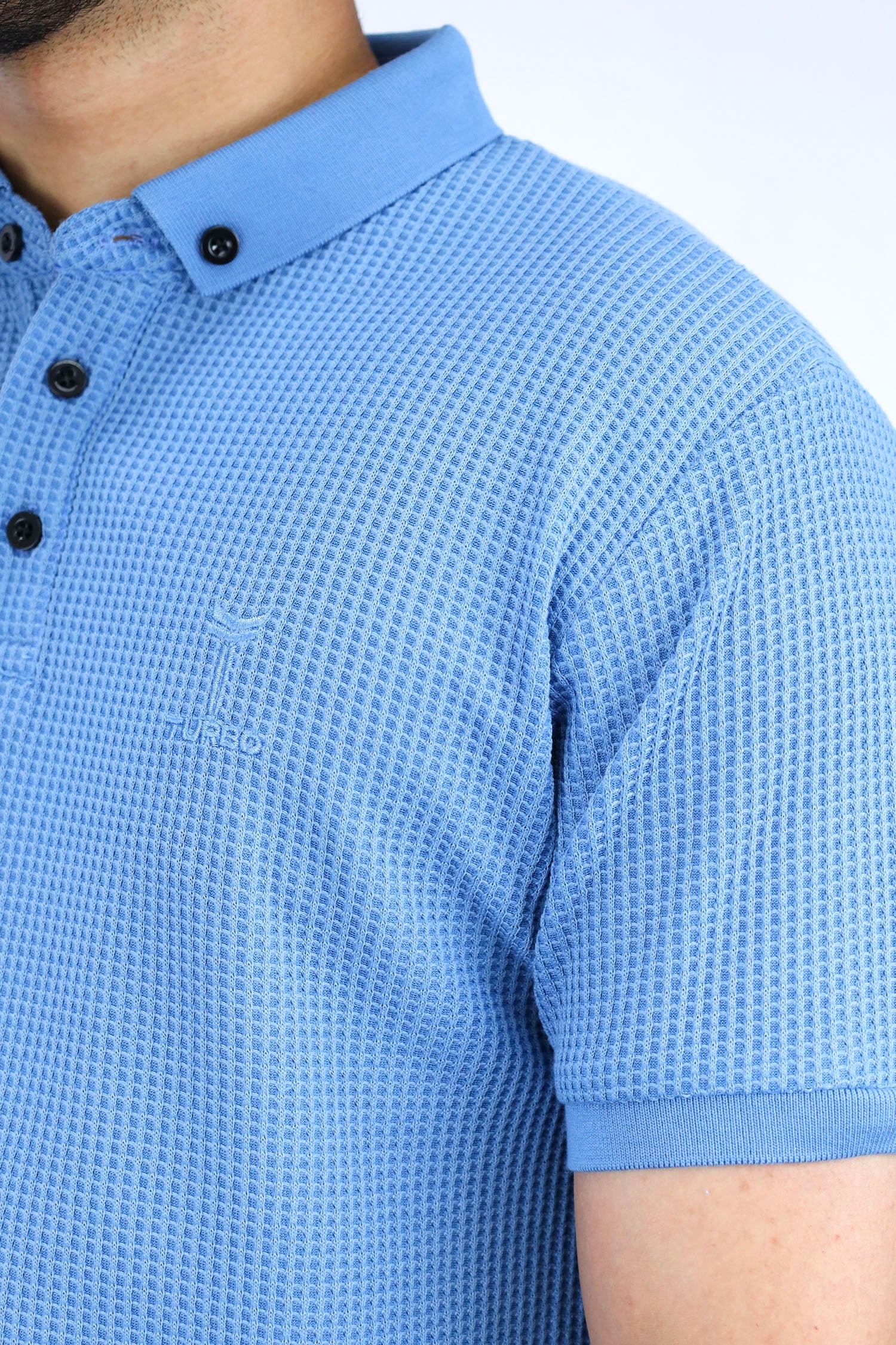 Self Texture Turbo Men Polo Shirt In Blue