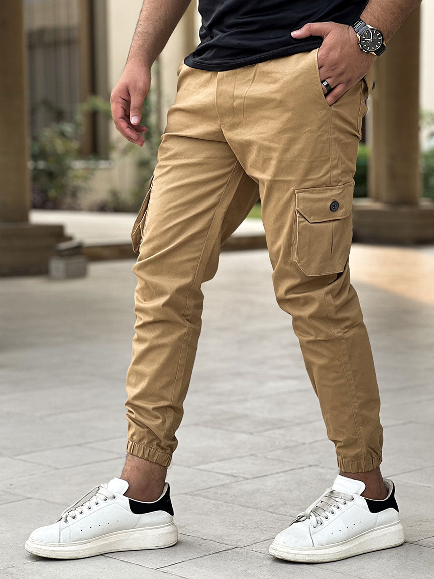 Buy Krystle Mens Slim Fit Cotton Trouser KRYLKHKHIOPENMCARGO30Khaki30  at Amazonin