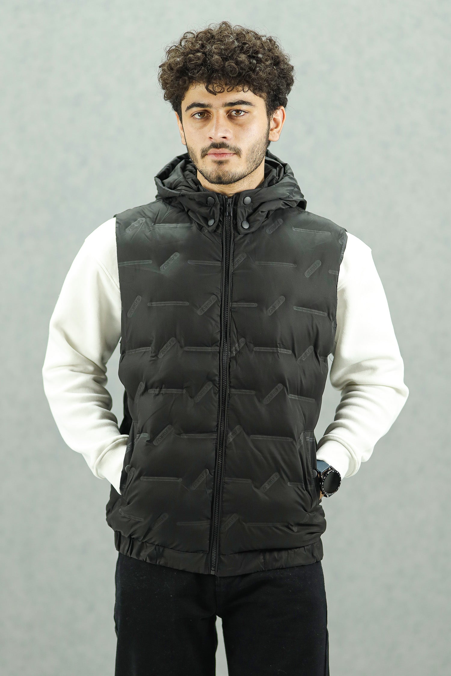 Plain Padded Hood Quilted Imported Men's Gilet