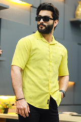 Embossed Floral All Over Casual Shirt In Light Yellow