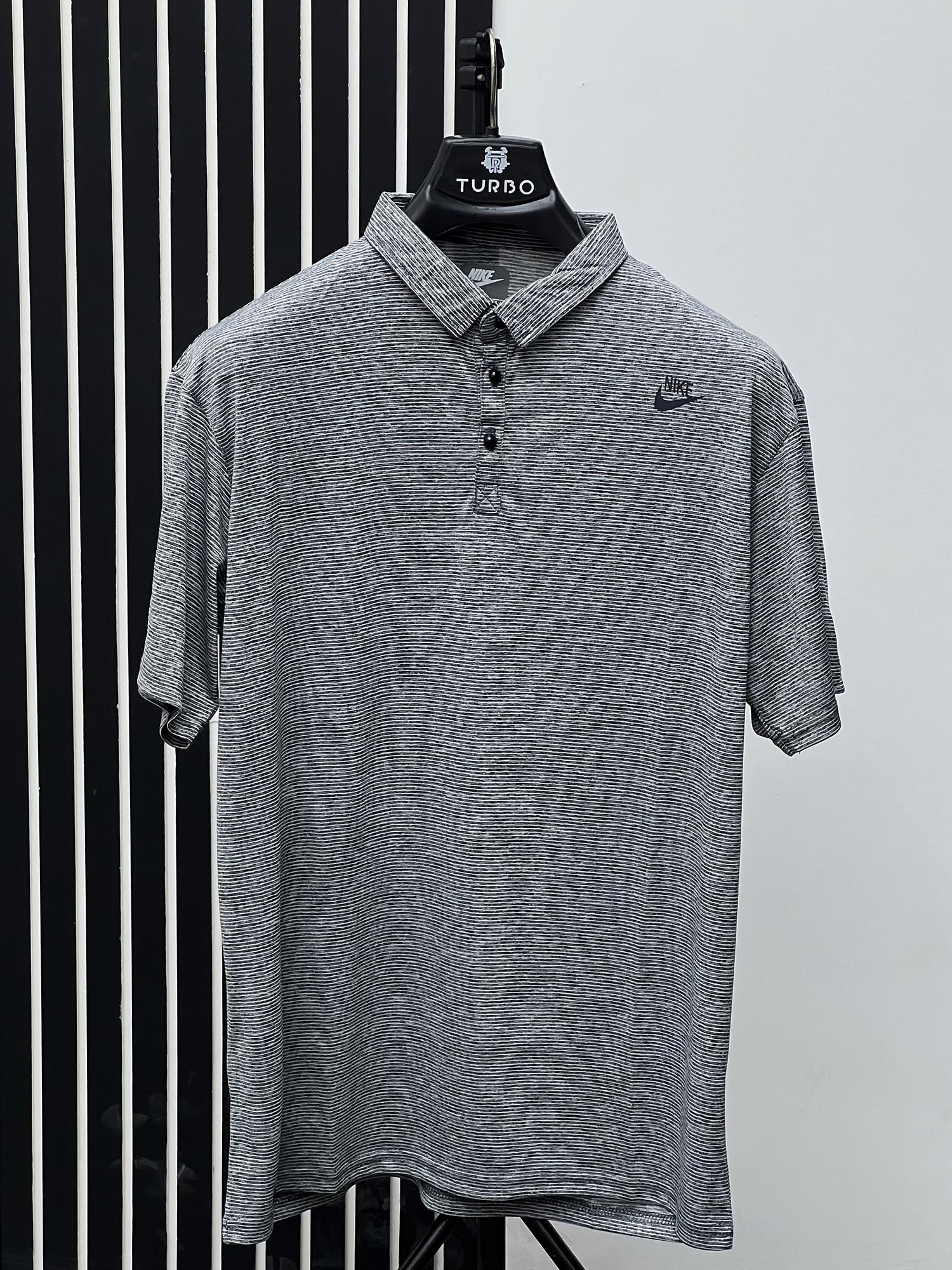 Cropped Collar Imported Dry Fit Polo In Grey