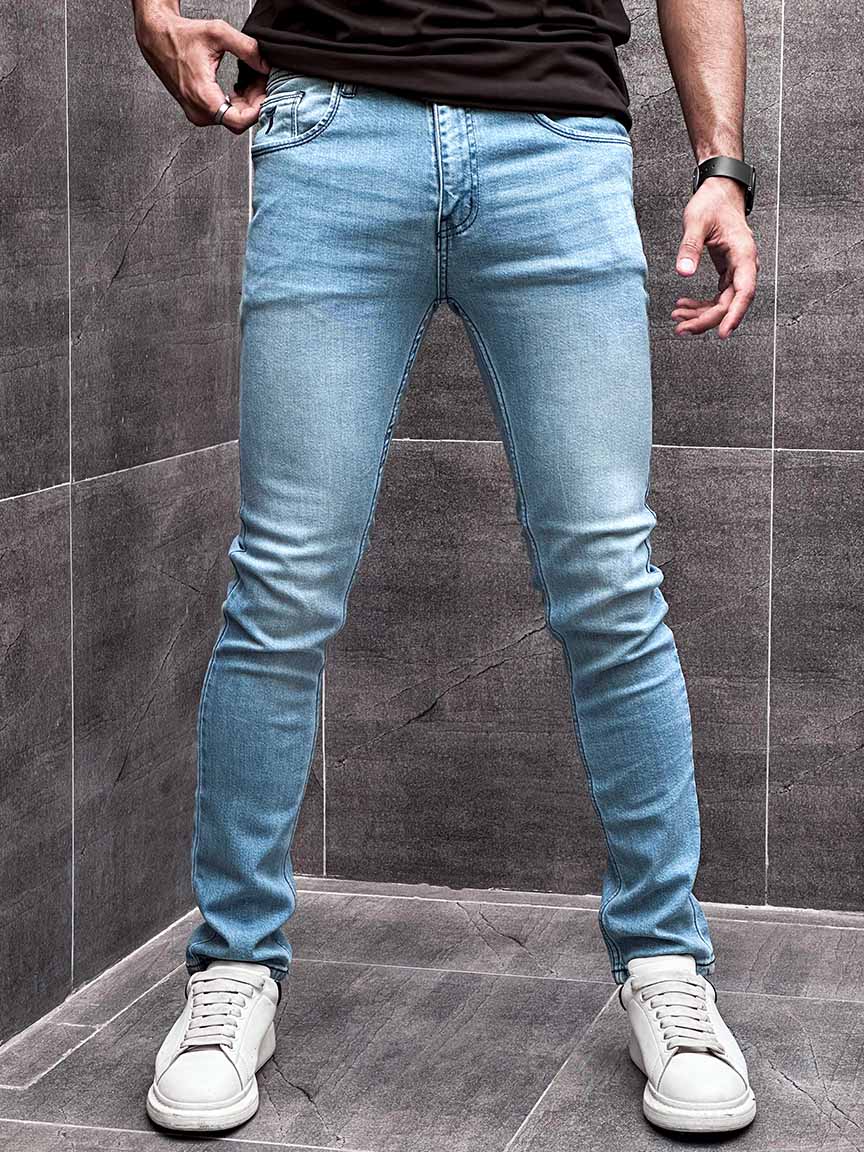 Turbo Plain Slim Fit Jeans in Sky Blue