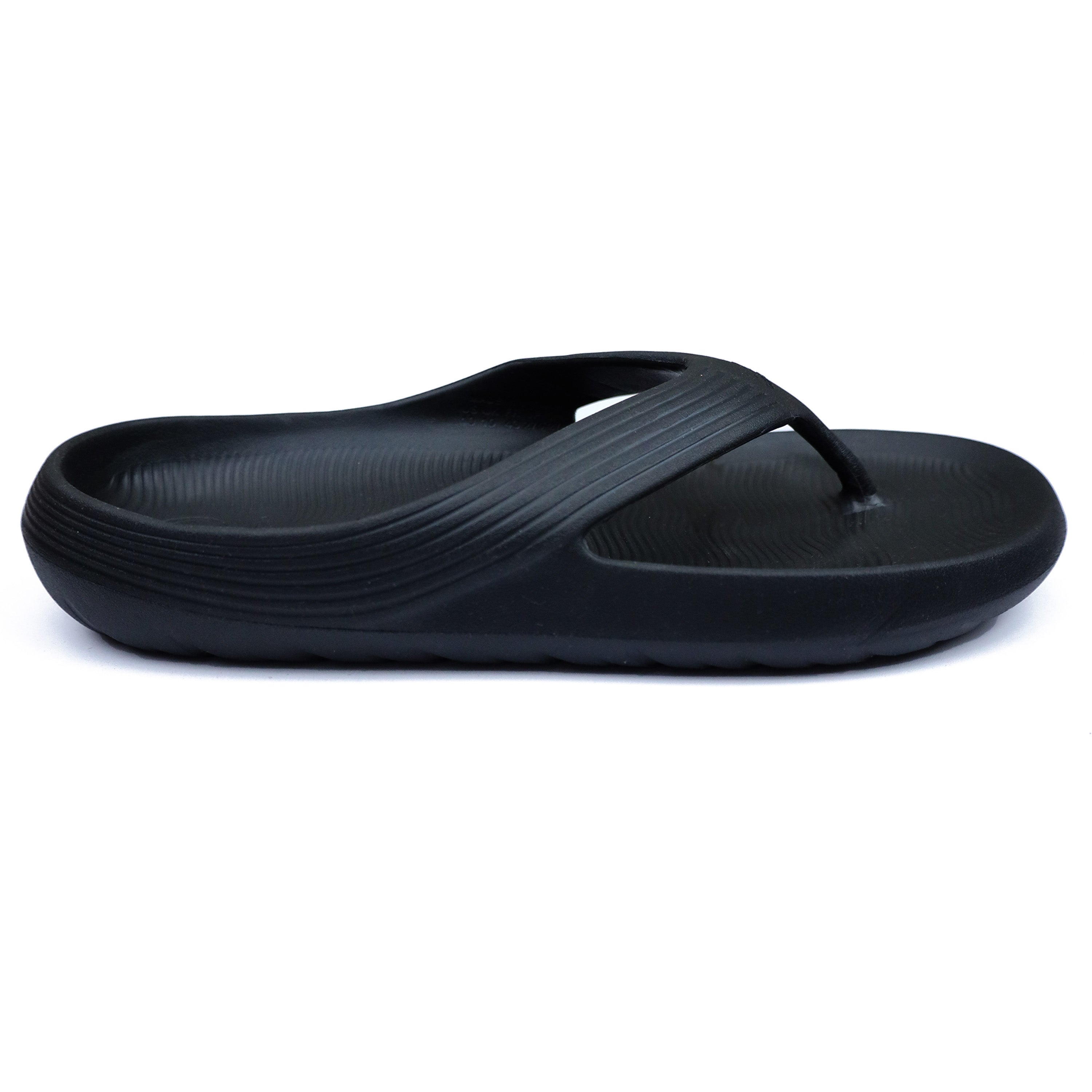 Soft Sole V-Shaped Straps Flip Flops in Black