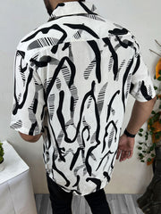 Zebra Abstract Pattern Linen Casual Shirt