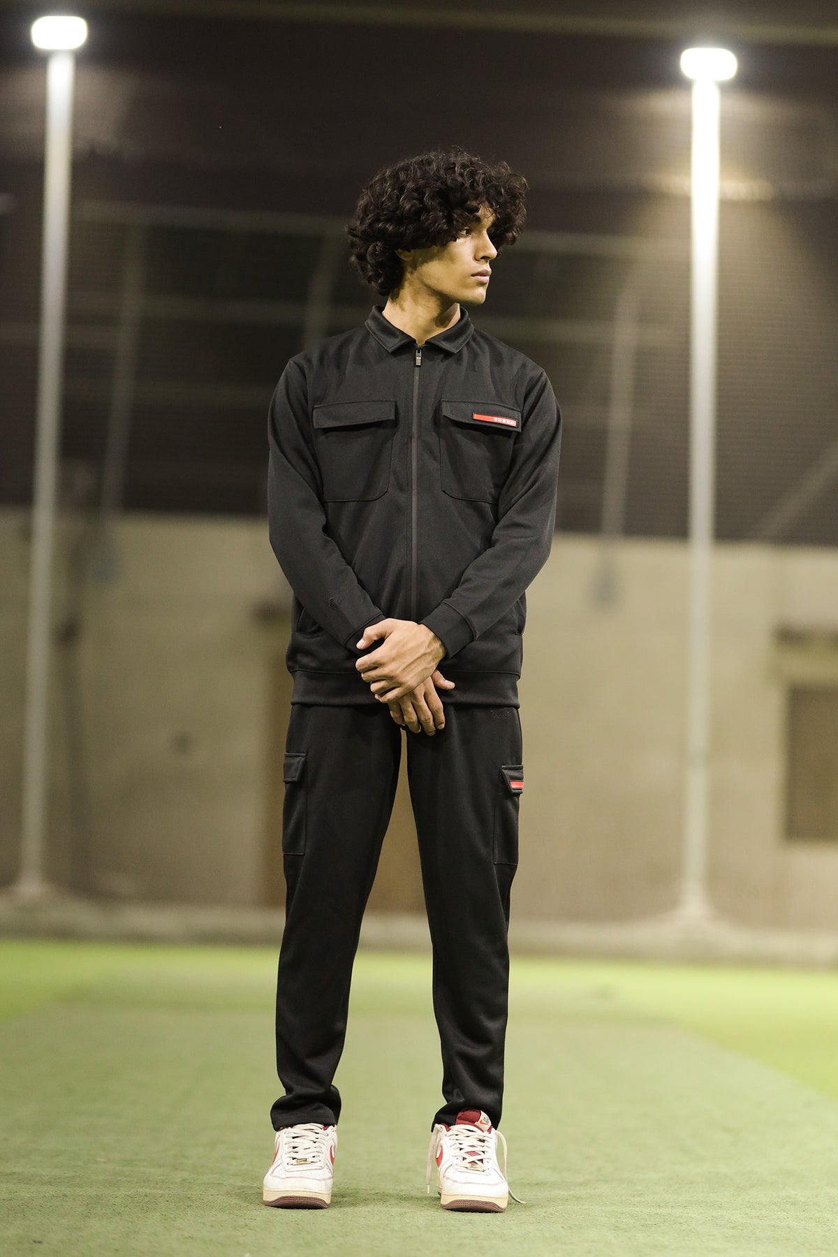 Turbo Collar Style Men Zipper Tracksuit in Black